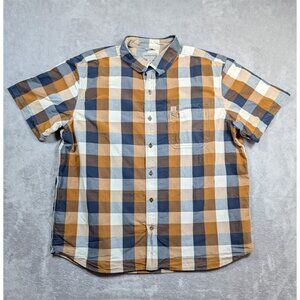 Carhartt Button Up Shirt Mens 2XL Relaxed Fit Plaid Rugged Outdoor Chore Work